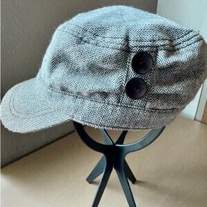 Tan Herringbone Military Cadet Cap Newsboy - One Size